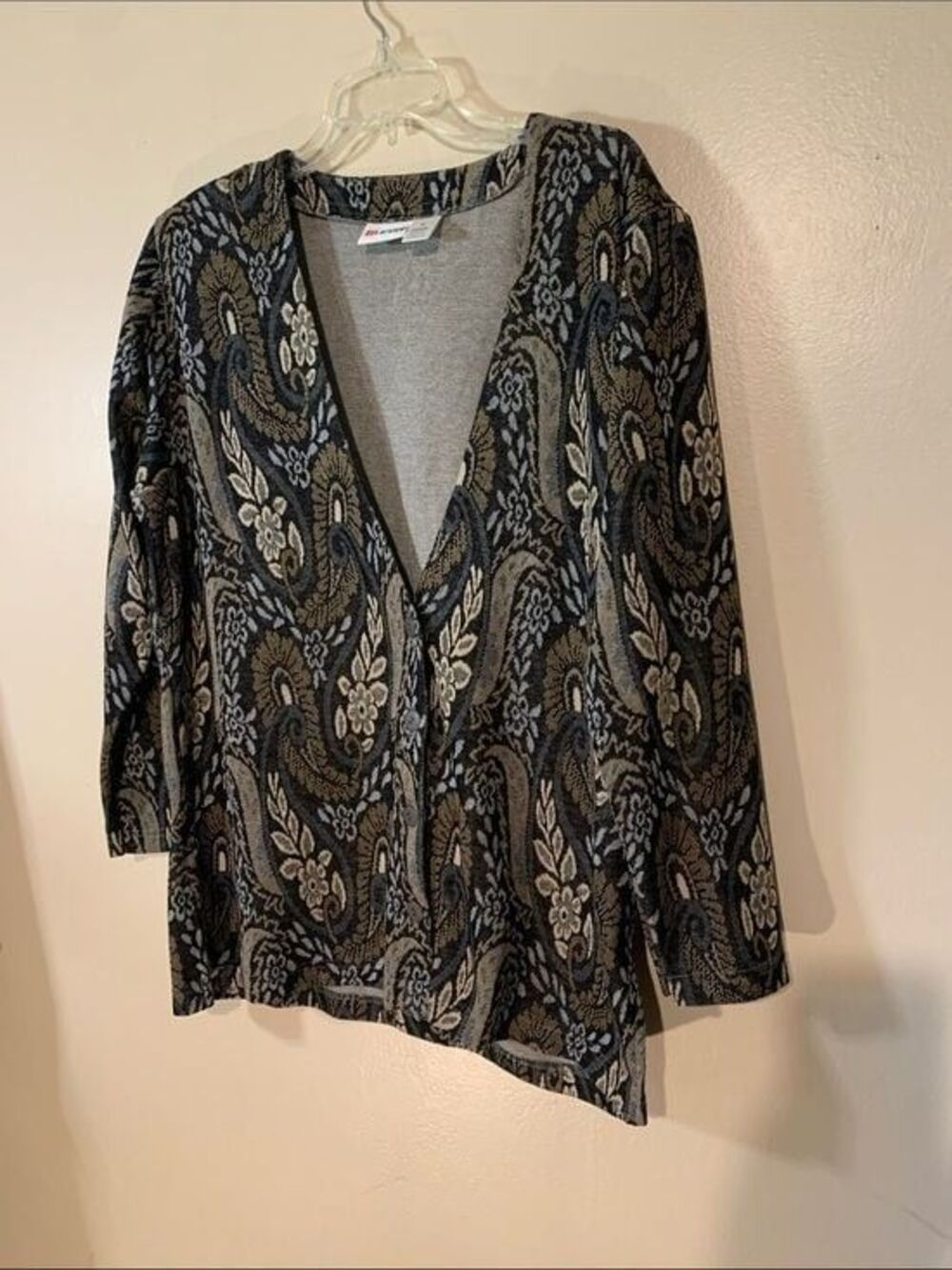Vintage Units USA Cardigan Blazer Jacket 1980's Textile Paisley size Medium